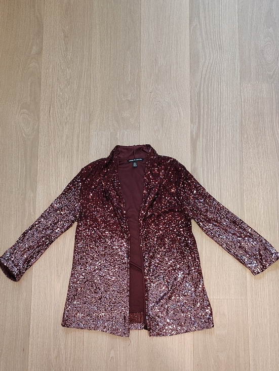 Cable & Gauge Jackets & Blazers - Cable & Gauge Burgundy Sequin Blazer